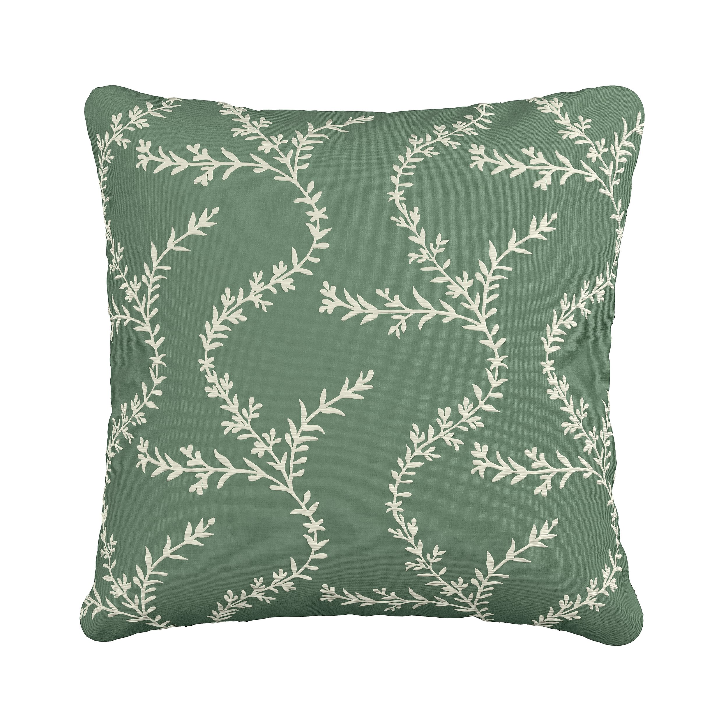 Chikan Embroidered Foliage Cushion By Va In Green